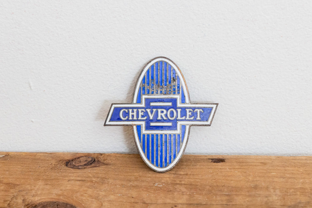 Chevy Radiator Badge Vintage Porcelain Enamel Chevrolet - Eagle's Eye Finds