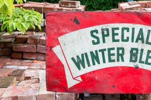 Conoco Winter Blend Sign and Vintage Cap and Gown Painted Sign - Eagle's Eye Finds