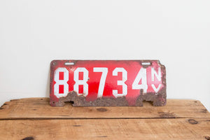 1912 New York Porcelain License Plate Vintage Red Car Wall Hanging Decor - Eagle's Eye Finds
