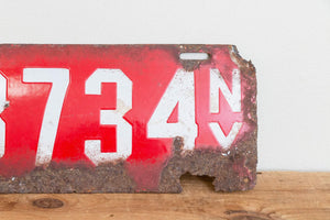 1912 New York Porcelain License Plate Vintage Red Car Wall Hanging Decor - Eagle's Eye Finds