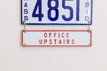 Load image into Gallery viewer, Office Upstairs Sign Vintage Embossed Red and White Wall Hanging Decor - Eagle&#39;s Eye Finds
