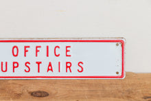 Load image into Gallery viewer, Office Upstairs Sign Vintage Embossed Red and White Wall Hanging Decor - Eagle&#39;s Eye Finds
