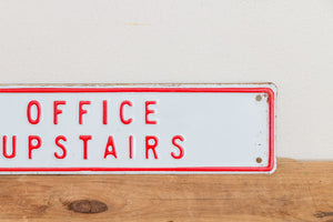 Office Upstairs Sign Vintage Embossed Red and White Wall Hanging Decor - Eagle's Eye Finds