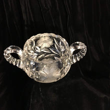 Load image into Gallery viewer, Floral Cut Glass Cream and Sugar Vintage Floral Etched Glass - Eagle&#39;s Eye Finds
