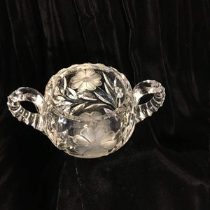 Floral Cut Glass Cream and Sugar Vintage Floral Etched Glass - Eagle's Eye Finds
