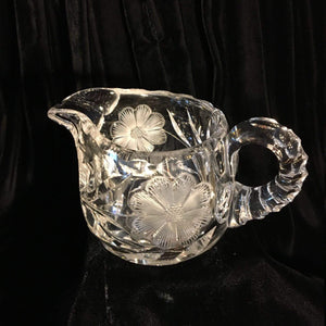 Floral Cut Glass Cream and Sugar Vintage Floral Etched Glass - Eagle's Eye Finds
