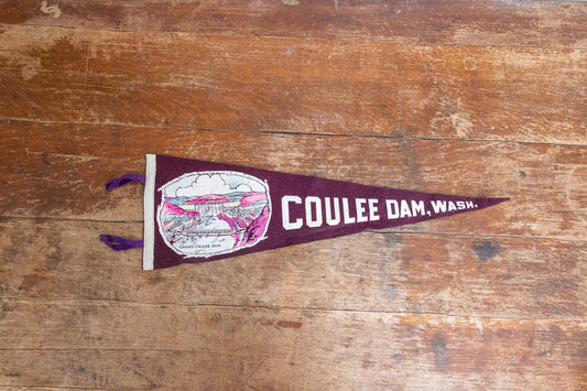 Coulee Dam Washington Felt Pennant Vintage Souvenir - Eagle's Eye Finds