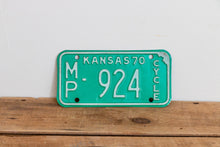 Load image into Gallery viewer, Kansas 1970 Motorcycle License Plate Vintage Wall Hanging Decor - Eagle&#39;s Eye Finds
