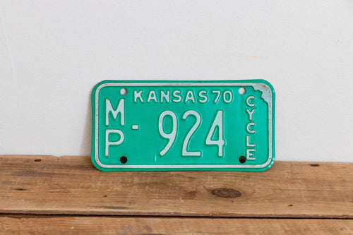 Kansas 1970 Motorcycle License Plate Vintage Wall Hanging Decor - Eagle's Eye Finds