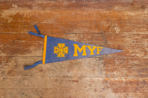 MYF Methodist Youth Fellowship Blue Felt Pennant Vintage Wall Decor - Eagle's Eye Finds