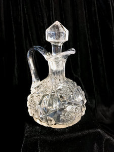 Ornate Crystal Cut Cruet Vintage Glass Oil Salad Serving - Eagle's Eye Finds