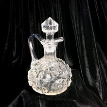 Load image into Gallery viewer, Ornate Crystal Cut Cruet Vintage Glass Oil Salad Serving - Eagle&#39;s Eye Finds
