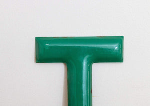 Green Letter T Porcelain Vintage Wall Hanging Decor Metal Initials Name Letter - Eagle's Eye Finds