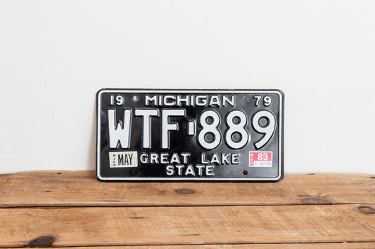 WTF Michigan 1979 Great Lake State License Plate Vintage Wall Hanging Decor - Eagle's Eye Finds