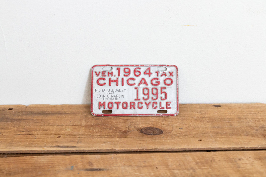 1964 Chicago Motorcycle Tax Tag Vintage License Plate Auto Collectible - Eagle's Eye Finds