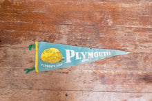 Load image into Gallery viewer, Plymouth Massachusetts Blue Felt Pennant Vintage Wall Decor - Eagle&#39;s Eye Finds
