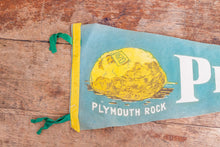 Load image into Gallery viewer, Plymouth Massachusetts Blue Felt Pennant Vintage Wall Decor - Eagle&#39;s Eye Finds
