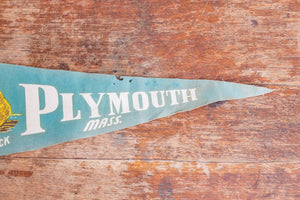 Plymouth Massachusetts Blue Felt Pennant Vintage Wall Decor - Eagle's Eye Finds
