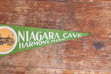 Load image into Gallery viewer, Niagara Cave Minnesota Felt Pennant Vintage Green Wall Decor - Eagle&#39;s Eye Finds
