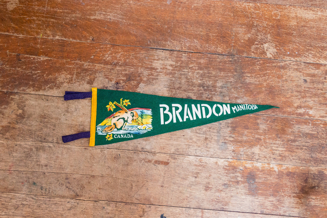 Brandon Manitoba Felt Pennant Vintage Green Canada Wall Decor - Eagle's Eye Finds