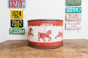 Carousel Toy Box Vintage Red Fiberboard Crate Box Storage Decor - Eagle's Eye Finds