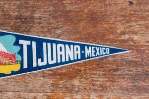 Fronton Palace Tijuana Mexico Blue Felt Pennant Vintage Wall Decor - Eagle's Eye Finds