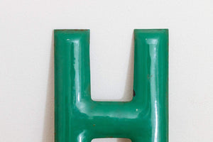 Green Letter H Porcelain Vintage Wall Hanging Decor Metal Initials Name Letter - Eagle's Eye Finds