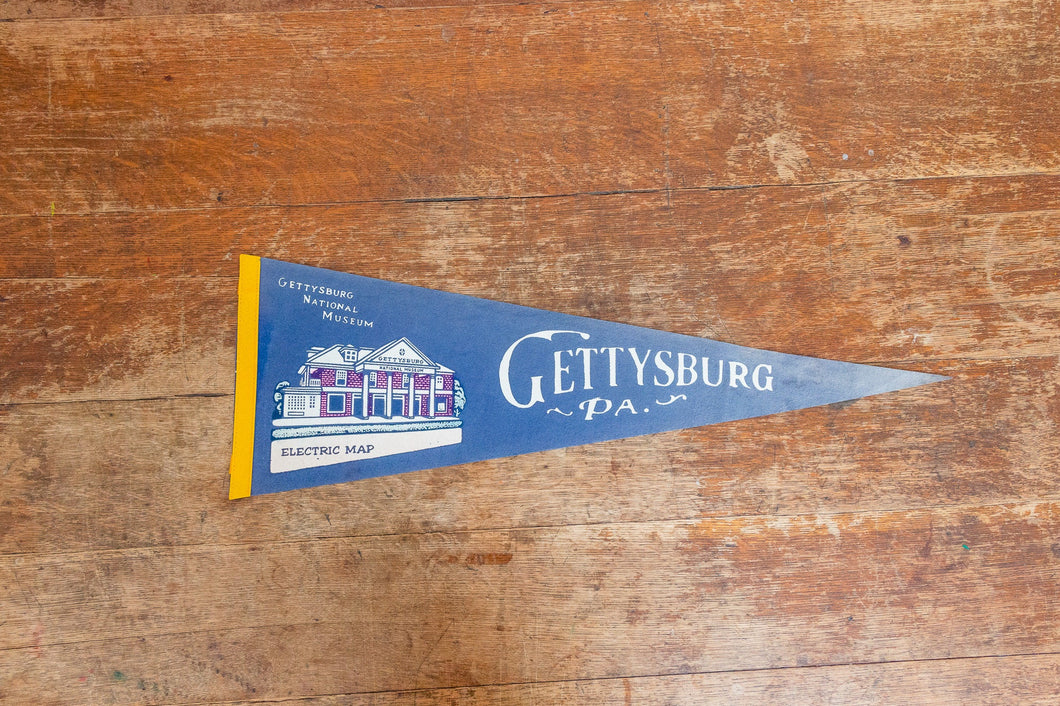 Gettysburg Pennsylvania Felt Pennant Vintage Blue Wall Decor - Eagle's Eye Finds