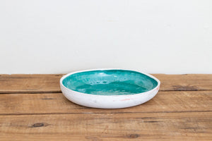 Blue Ceramic Rimmed Dish Vintage Pottery Candy, Ring, or Soap Dish - Eagle's Eye Finds
