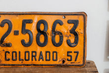Load image into Gallery viewer, Colorado 1957 License Plate Pair Vintage Wall Hanging Decor - Eagle&#39;s Eye Finds
