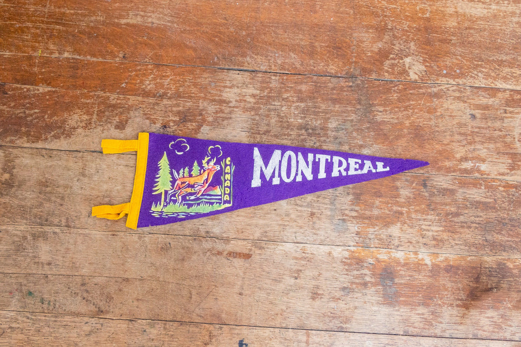 Montreal Quebec Canada Vintage Purple Felt Pennant - Eagle's Eye Finds