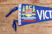 Load image into Gallery viewer, Victoria BC Canada Felt Pennant Vintage Blue Wall Art Decor - Eagle&#39;s Eye Finds
