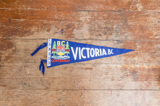 Victoria BC Canada Felt Pennant Vintage Blue Wall Art Decor - Eagle's Eye Finds