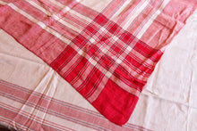 Load image into Gallery viewer, 1950&#39;s Cotton Tablecloth, Vintage Red White Print, Cottage Kitchen Decor, Square  67 x 67 in - Eagle&#39;s Eye Finds
