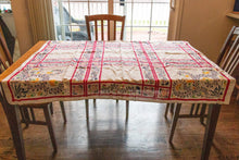 Load image into Gallery viewer, 1950&#39;s Cotton Tablecloth, Vintage Red White Blue Floral Print, Cottage Kitchen Decor, Rectangle  50 x 52 in - Eagle&#39;s Eye Finds
