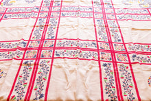 Load image into Gallery viewer, 1950&#39;s Cotton Tablecloth, Vintage Red White Blue Floral Print, Cottage Kitchen Decor, Rectangle  50 x 52 in - Eagle&#39;s Eye Finds
