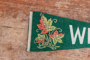 Windsor Ontario Canada Green Felt Pennant Vintage Maple Leaf Wall Decor - Eagle's Eye Finds