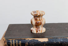 Load image into Gallery viewer, Small Marble Pedestal Brown Vintage Stone Crystal Egg or Sphere Stand - Eagle&#39;s Eye Finds
