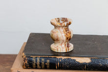 Load image into Gallery viewer, Small Marble Pedestal Brown Vintage Stone Crystal Egg or Sphere Stand - Eagle&#39;s Eye Finds
