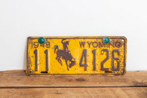 Wyoming 1948 License Plate Pair Vintage Wall Hanging Decor - Eagle's Eye Finds