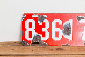 1912 New York Porcelain License Plate Vintage Red Car Wall Hanging Decor - Eagle's Eye Finds