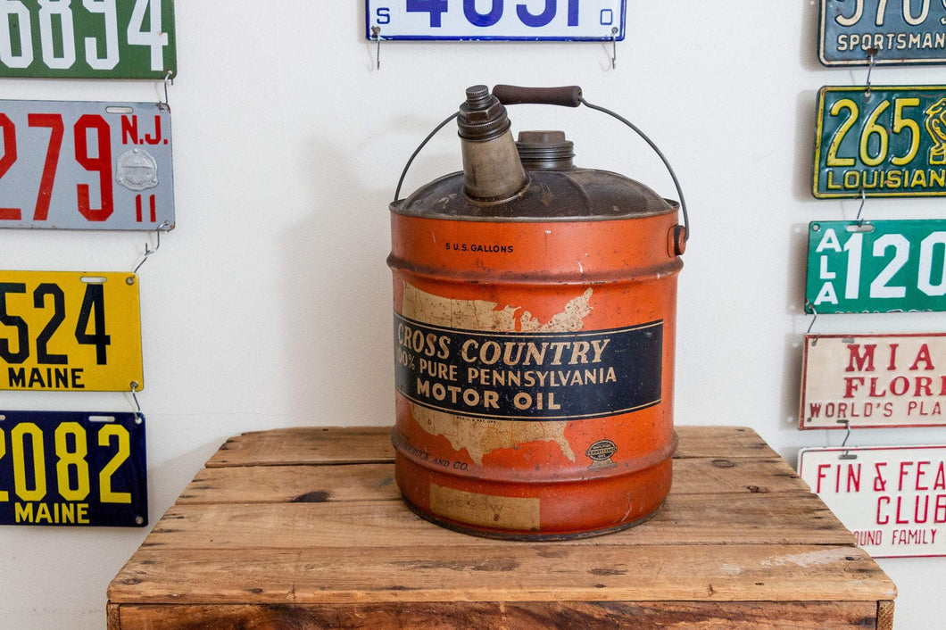 Sears Cross Country Oil Can Vintage 5 Gallon Gas and Oil Collectible - Eagle's Eye Finds