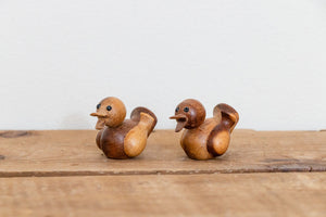 Wooden Duck Figurines Vintage Wood Shelf Decor - Eagle's Eye Finds