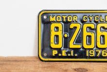 Load image into Gallery viewer, PEI 1976 Motorcycle License Plate Vintage Prince Edward Island Canada Wall Hanging Decor - Eagle&#39;s Eye Finds
