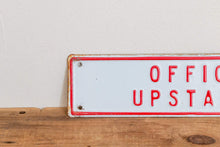 Load image into Gallery viewer, Office Upstairs Sign Vintage Embossed Red and White Wall Hanging Decor - Eagle&#39;s Eye Finds
