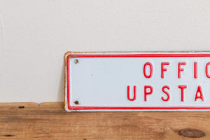 Office Upstairs Sign Vintage Embossed Red and White Wall Hanging Decor - Eagle's Eye Finds