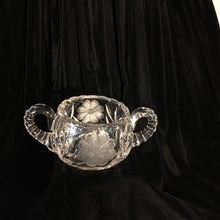 Load image into Gallery viewer, Floral Cut Glass Cream and Sugar Vintage Floral Etched Glass - Eagle&#39;s Eye Finds
