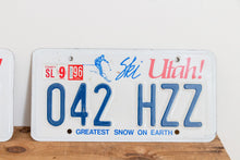 Load image into Gallery viewer, Utah 1996 License Plate Pair Vintage Wall Hanging Decor - Eagle&#39;s Eye Finds
