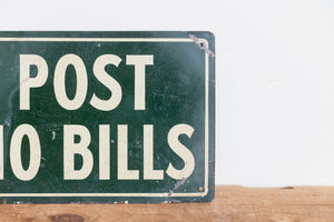 Post No Bills Tin Sign Vintage Green Wall Decor - Eagle's Eye Finds