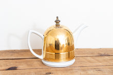 Load image into Gallery viewer, Hall China Teapot with Copper Insulator Cover Vintage Tea Kettle - Eagle&#39;s Eye Finds
